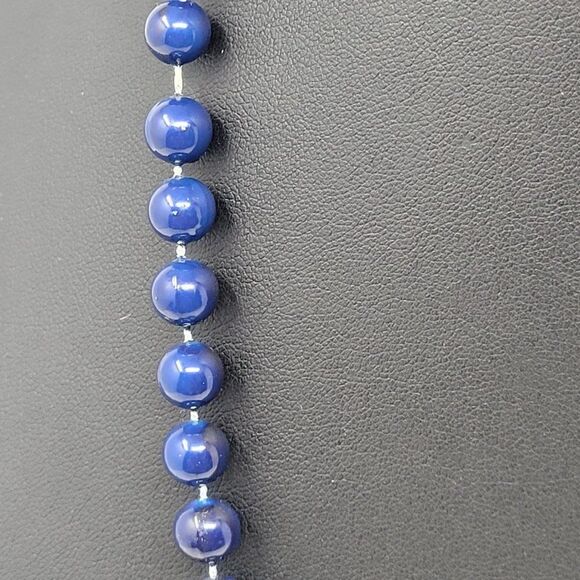 Navy Blue Chocker Style Plastic Faux Pearl Beaded Necklace Layering Simple - Picture 7 of 10